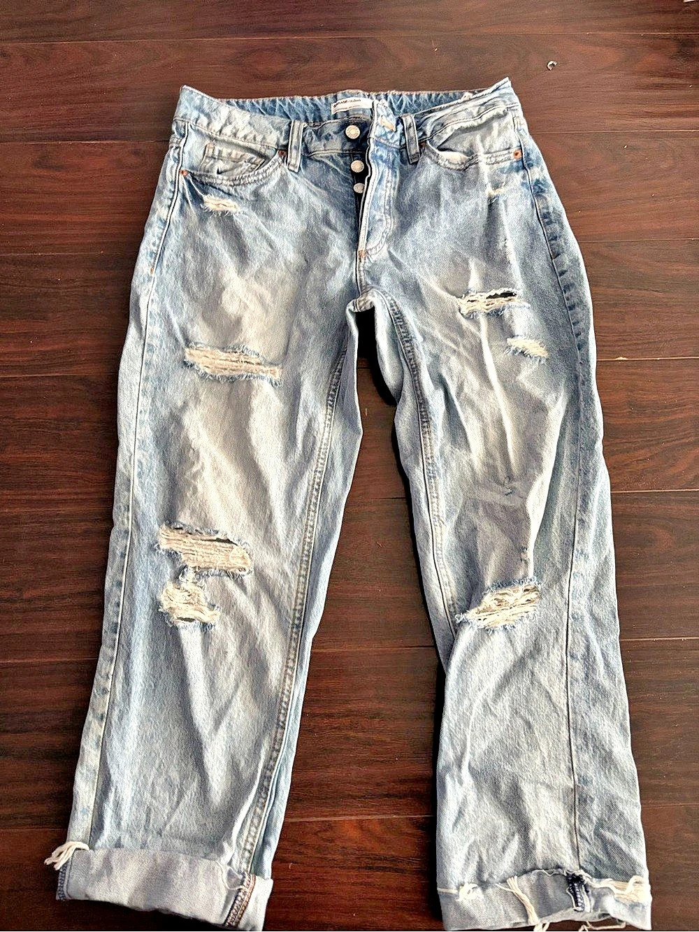 Garage Boyfriend Jeans capris Distressed Blue Jeans Waist 26